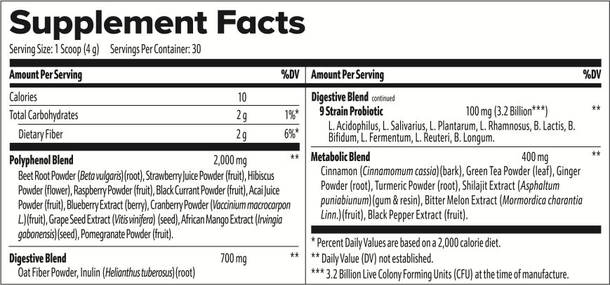 Organic Reds Superfood Powder Supplement Facts