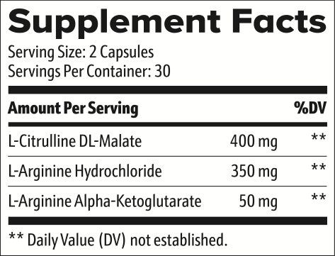 Nitric Oxide Booster Supplement Facts