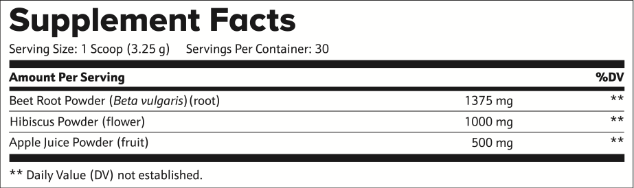 Beet Root Energy Drink Supplement Facts